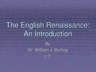 The English Renaissance: An Introduction