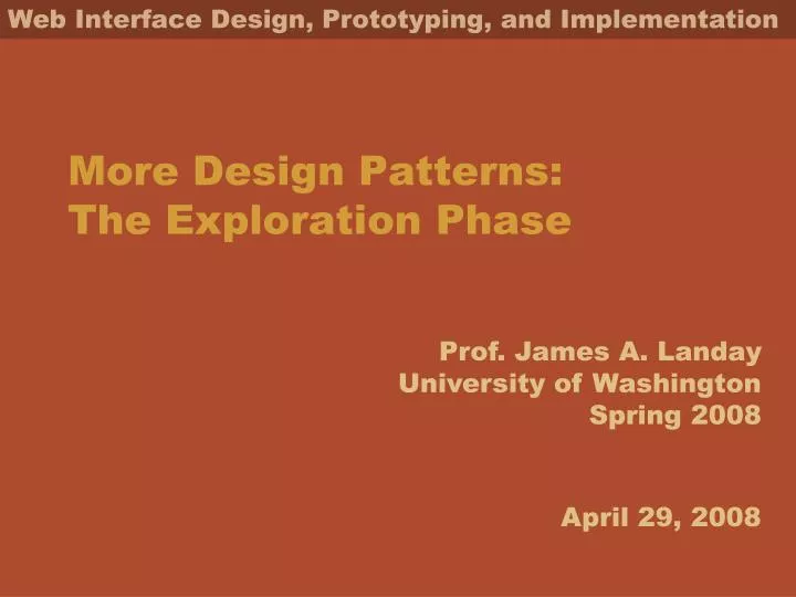 more design patterns the exploration phase