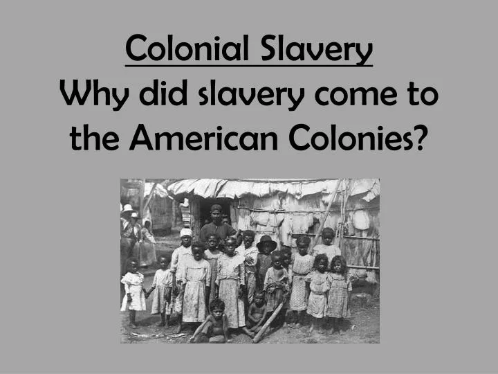 colonial slavery why did slavery come to the american colonies