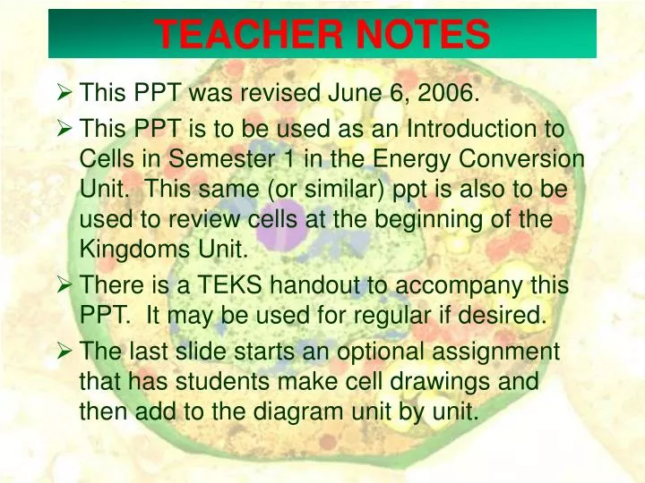teacher notes