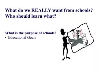What do we REALLY want from schools? Who should learn what? What is the purpose of schools?