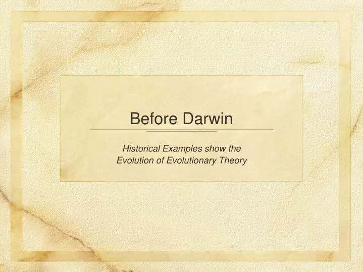 before darwin