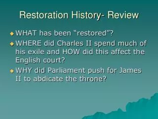 Restoration History- Review