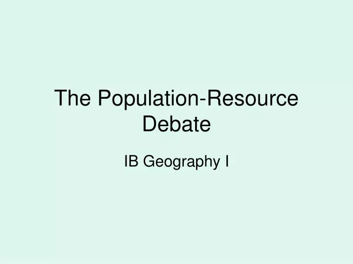 the population resource debate