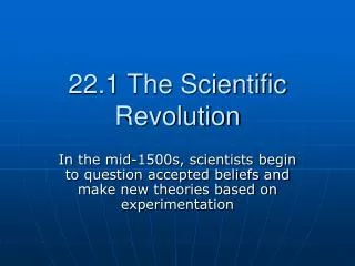 22.1 The Scientific Revolution