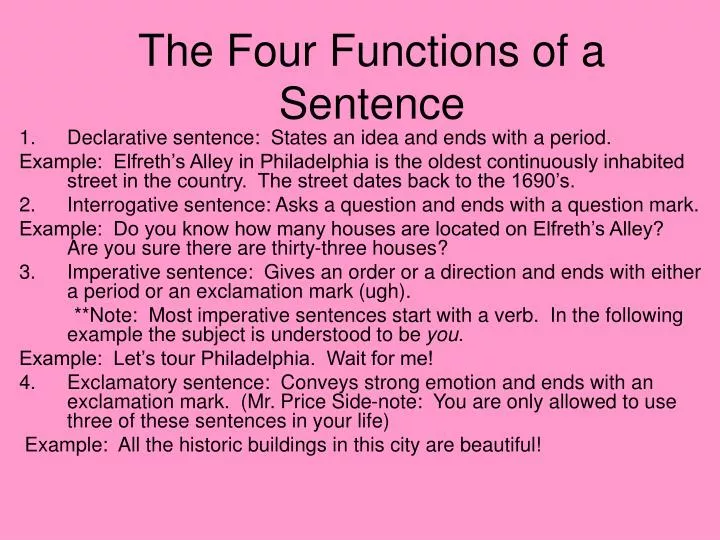 the four functions of a sentence