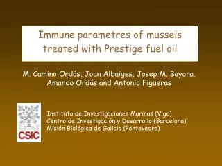 Immune parametres of mussels treated with Prestige fuel oil