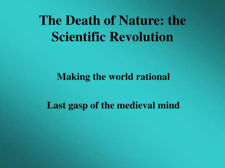 the death of nature the scientific revolution