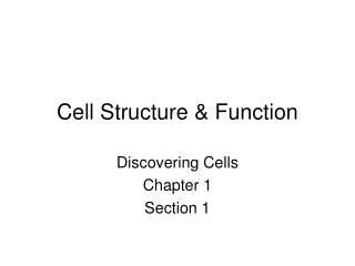 Cell Structure &amp; Function