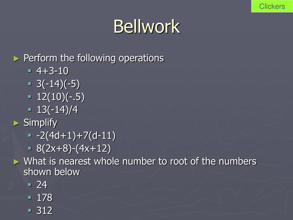 PPT - Bellwork PowerPoint Presentation, free download - ID:5836713