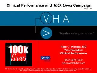 Clinical Performance and 100k Lives Campaign