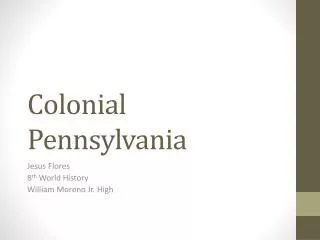 colonial pennsylvania