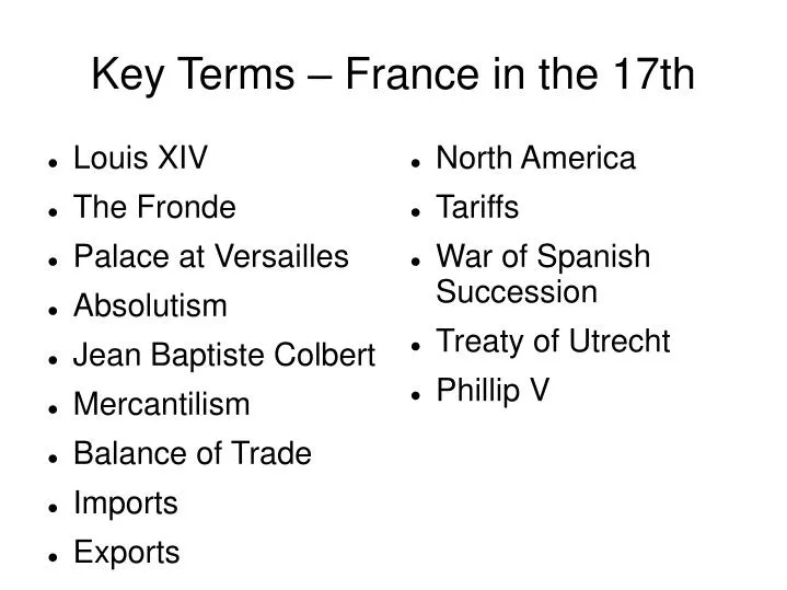 key terms france in the 17th