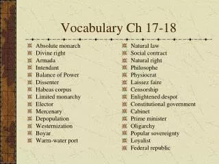 Vocabulary Ch 17-18