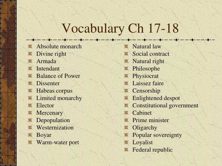 vocabulary ch 17 18