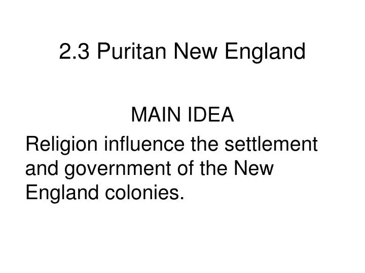 2 3 puritan new england