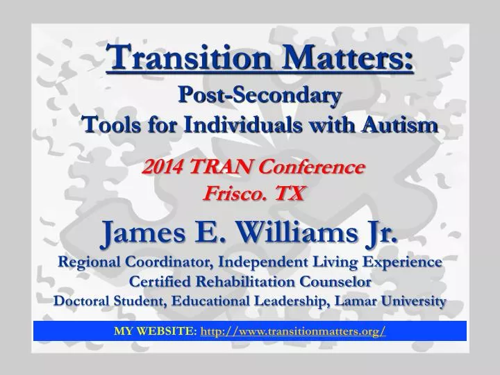 transition matters post secondary tools for individuals with autism