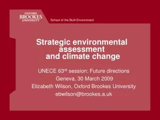 Strategic environmental assessment and climate change
