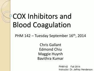 COX Inhibitors and Blood Coagulation