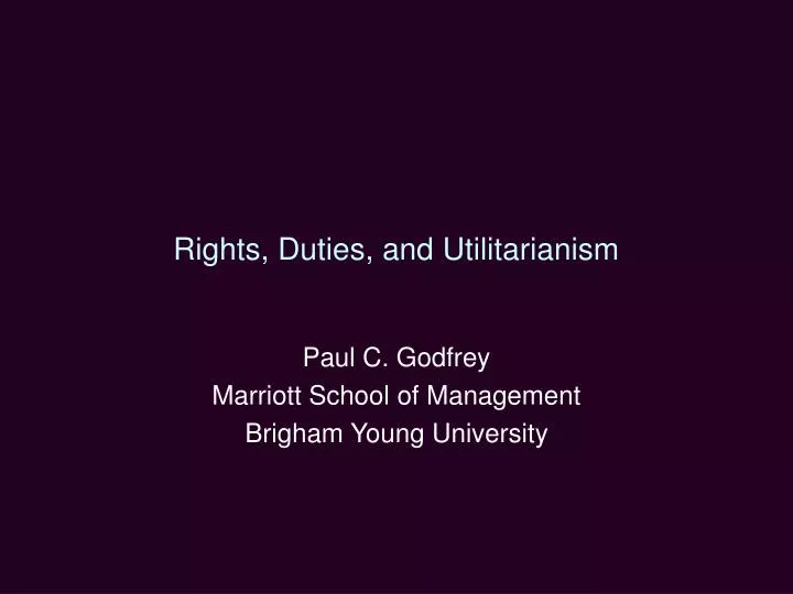 rights duties and utilitarianism