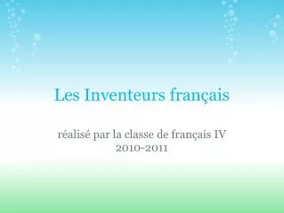 les inventeurs fran ais