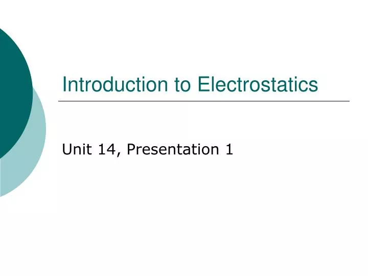 introduction to electrostatics