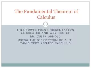 The Fundamental Theorem of Calculus