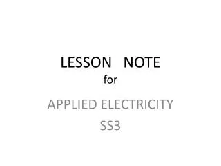 LESSON NOTE for