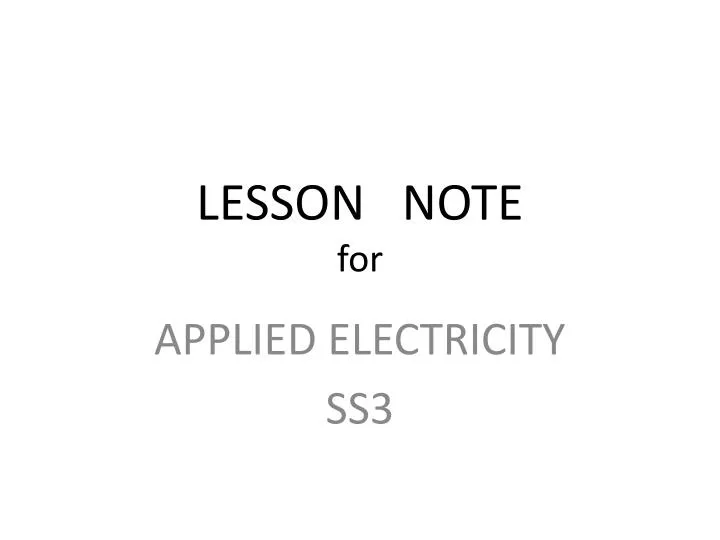 lesson note for