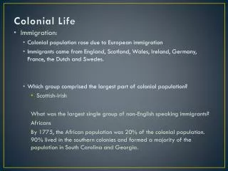 colonial life