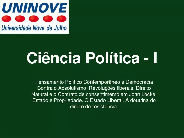 PPT - Ciência Política - I PowerPoint Presentation, Free Download - ID ...