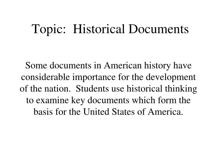 topic historical documents