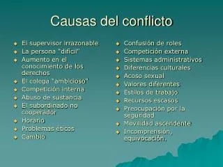 causas del conflicto