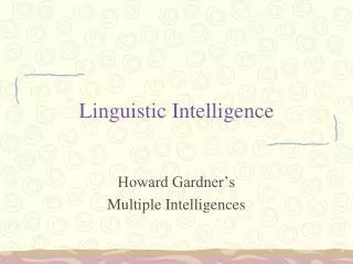 Linguistic Intelligence