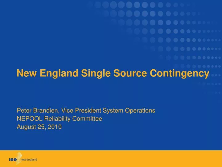 new england single source contingency