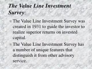 The Value Line Investment Survey :