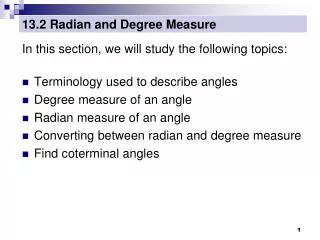 13.2 Radian and Degree Measure