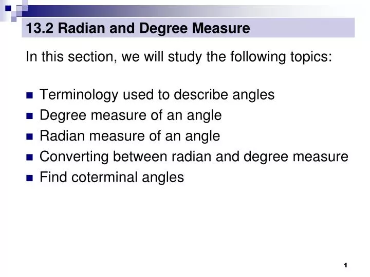 13 2 radian and degree measure
