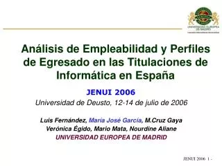 an lisis de e mpleabilidad y p erfiles de e gresado en las t itulaciones de i nform tica en espa a