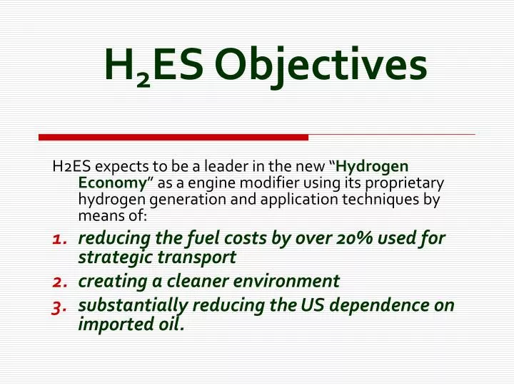 h 2 es objectives