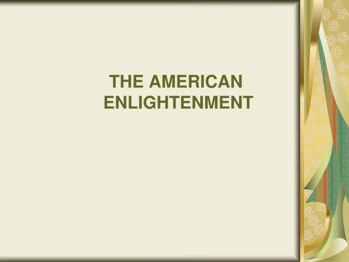 the american enlightenment