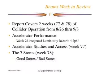 Beams Week in Review