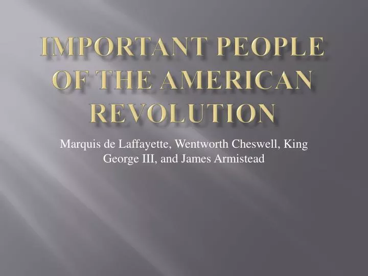important people of the american revolution