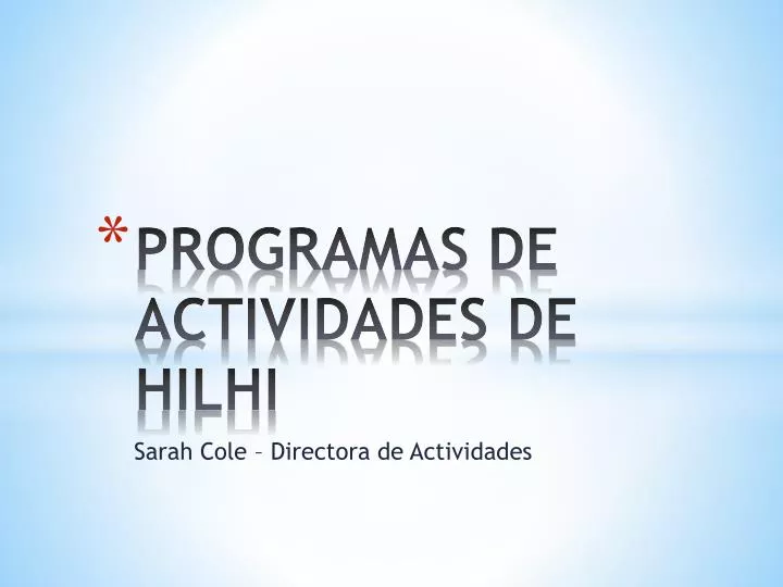 programas de actividades de hilhi