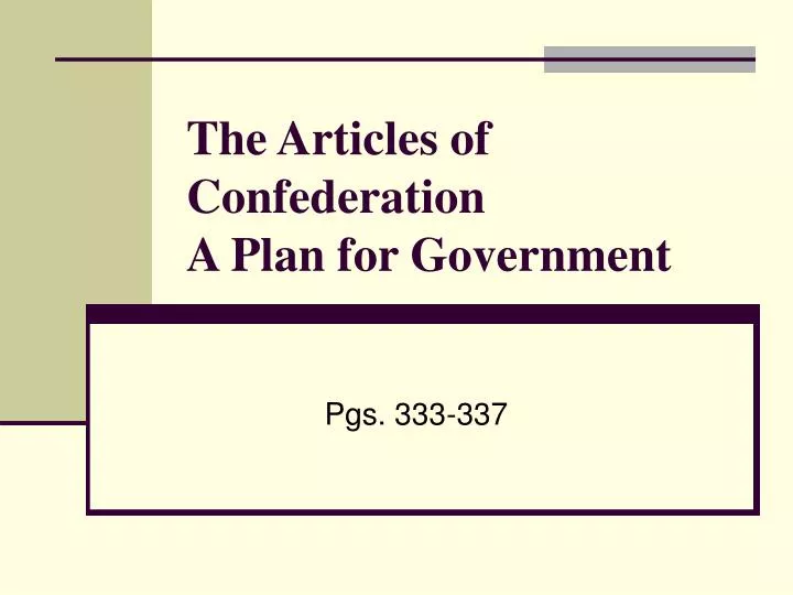 the articles of confederation a plan for government
