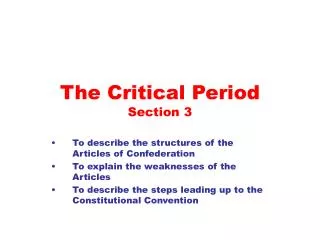 The Critical Period Section 3