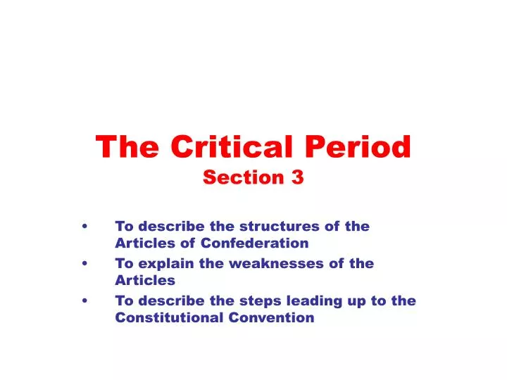 the critical period section 3