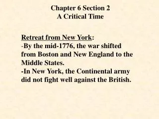 Chapter 6 Section 2 A Critical Time