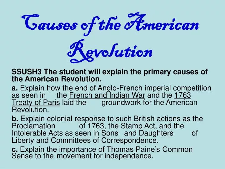 causes of the american revolution