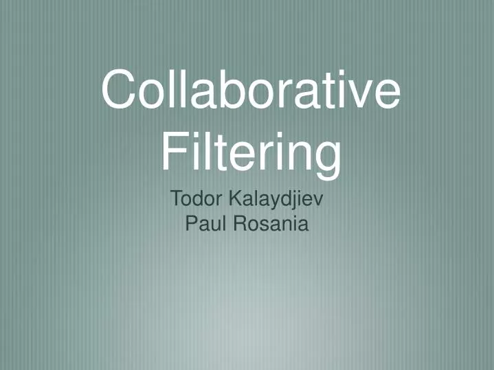 collaborative filtering